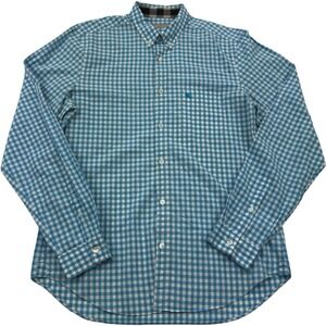 Burberry Brit Cotton Button Down Shirt Blue White Gingham Check Men's Medium